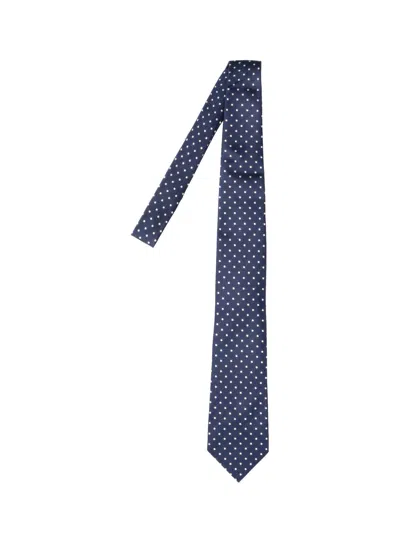 Tom Ford Polka Dot Silk Tie In Blue