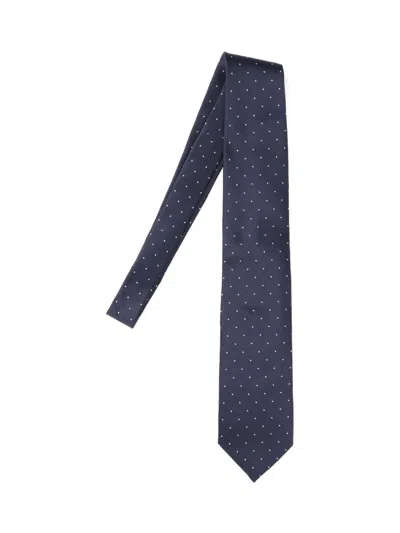 Tom Ford Polka Dot Silk Tie In Blue