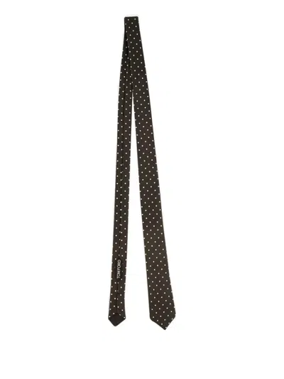 Tom Ford Polka-dot Silk Tie In Brown