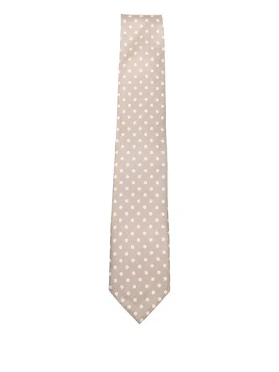 Tom Ford Polka-dot Silk Tie In Neutral