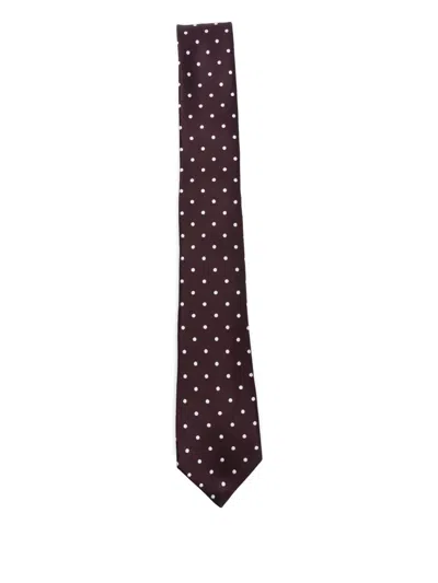 Tom Ford Polka-dot Silk Tie In Purple