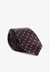 Tom Ford Polka Dot Silk Tie With Smooth Texture In Brown