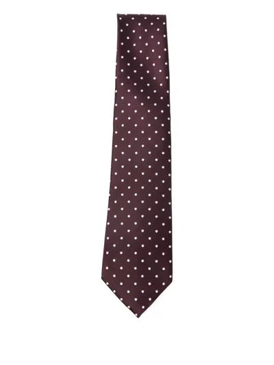 Tom Ford Polka-dot Silk Tie In Brown