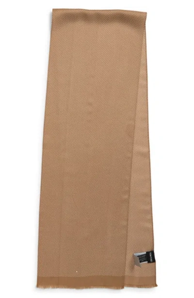 Tom Ford Polka Dot Silk Twill Fringe Scarf In Brown