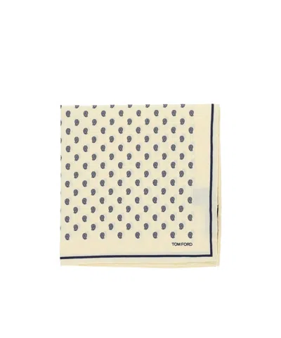 Tom Ford Polka Dot Square Scarf In Neutral