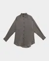Tom Ford Polka Dot Stretch Satin Button-down Shirt In Gray