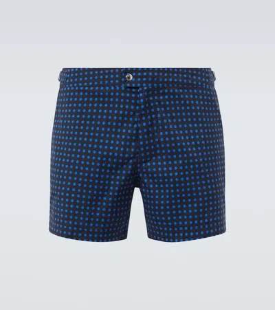 Tom Ford Polka-dot Swim Trunks In Blue