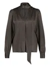Tom Ford Polka-dot Tie-neck Blouse In Black