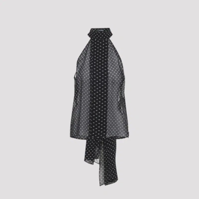 Tom Ford Black Sleeveless Top With Halterneck And All-over Polka Dot Motif In Silk Woman