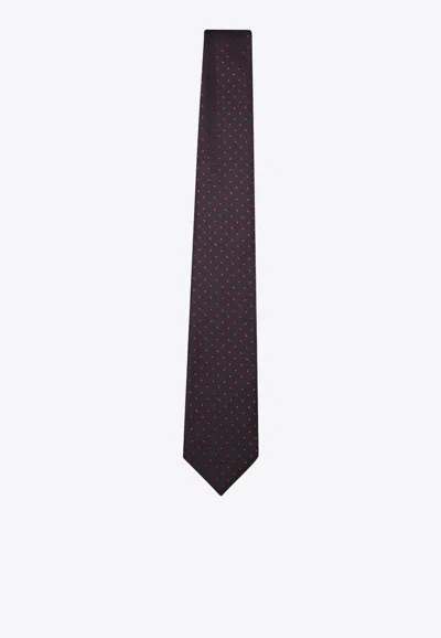 Tom Ford Polka Dot Woven Silk Tie In Bordeaux