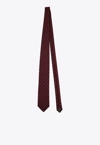 Tom Ford Polka Dot Woven Silk Tie In Burgundy