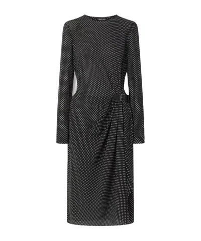 Tom Ford Polka-dot Belted Midi Dress In Black