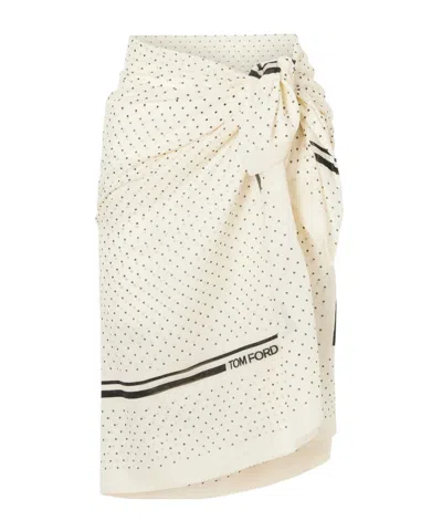 Tom Ford Polka-dot Cotton Muslin Pareo In Neutral