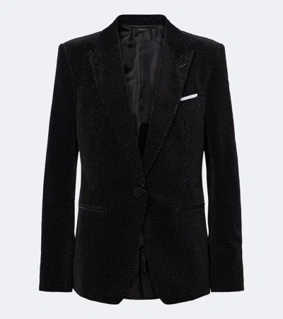 Tom Ford Polka-dot Cotton Velvet Blazer In Black