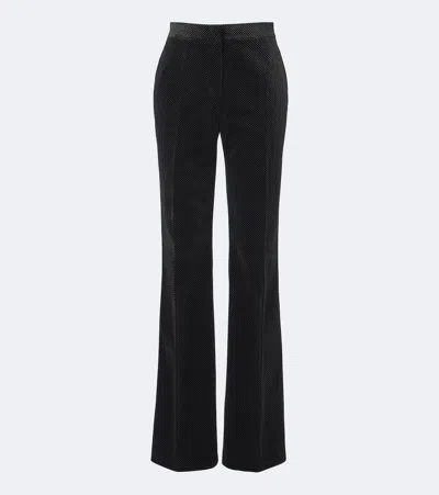 Tom Ford Polka-dot Cotton Velvet Straight Pants In Black