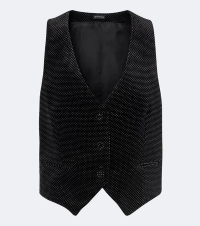 Tom Ford Polka-dot Cotton Velvet Vest In Black