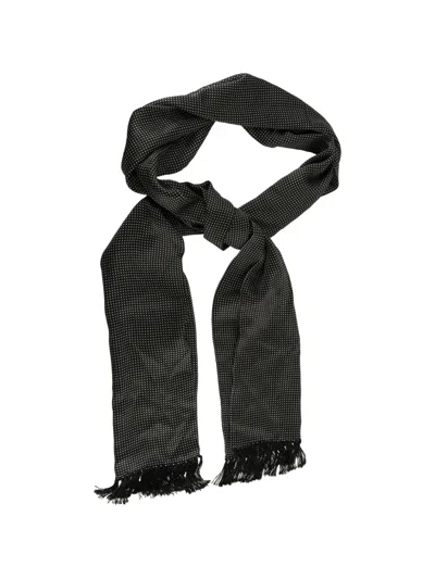 Tom Ford Polka-dot Fringed Scarf In Black