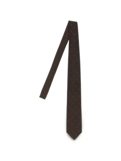 Tom Ford Silk Tie Slim Design Polka Dot Pattern In Brown