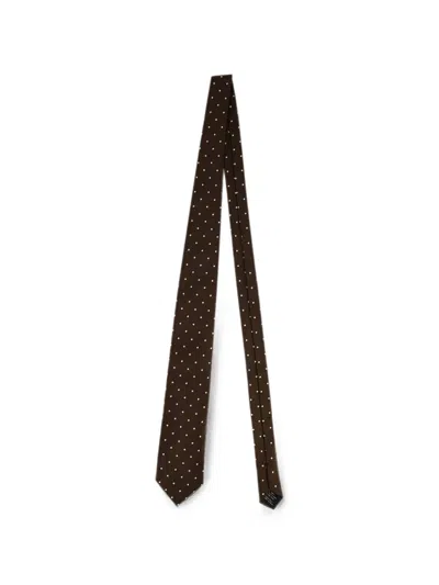 Tom Ford Polka-dot Silk Tie In Brown