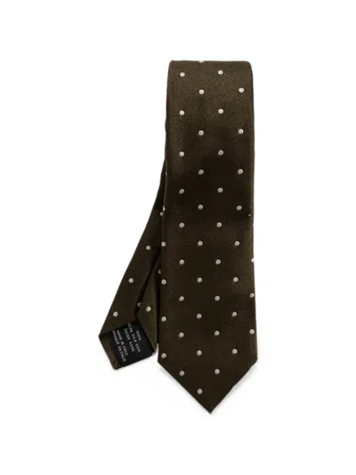 Tom Ford Polka-dot Silk Tie In Brown