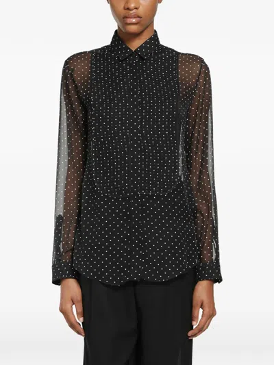 Tom Ford Polka-dot Silk-chiffon Shirt In Black