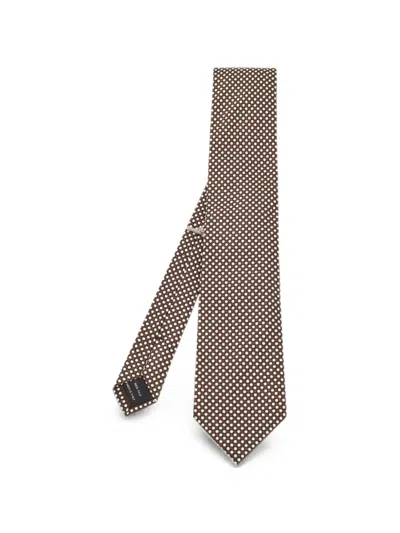 Pre-owned Tom Ford Polka-dot Tie In Brown