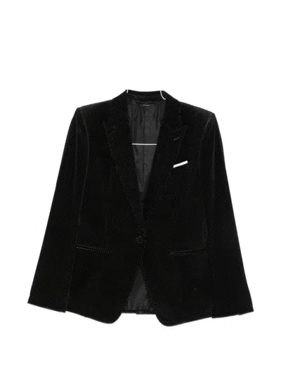 Tom Ford Polka-dot Velvet Blazer In Black