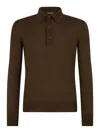 Tom Ford Tobacco Silk And Cashmere Long-sleeved Polo Shirt In Brown
