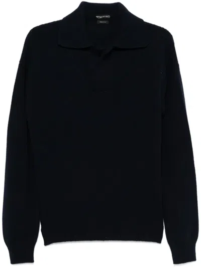 Tom Ford Polo-collar Sweater In Blue