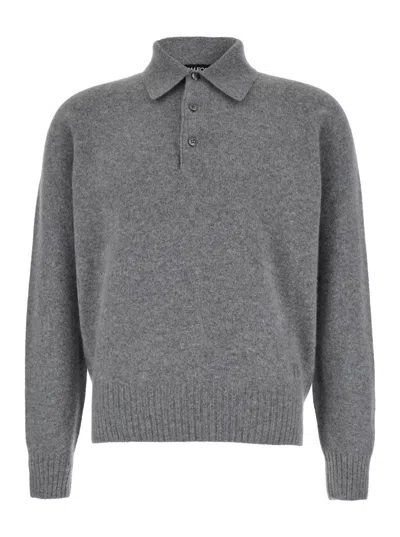 Tom Ford Polo In Cachemire In Grey