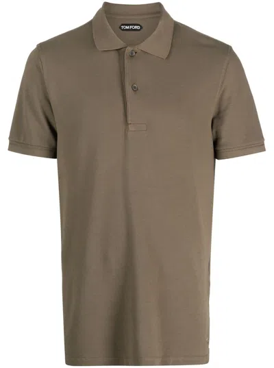 Tom Ford Polo In Piqué In Green