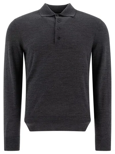 Tom Ford Polo In Pura Lana In Gray