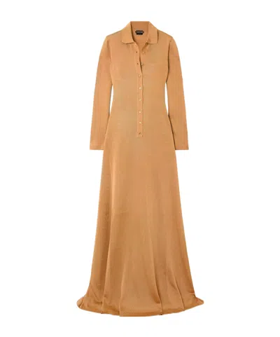 Tom Ford Polo Knitted Dress In Brown