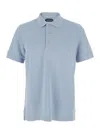 Tom Ford Light-blue Short-sleeves Polo In Cotton Piquet Jersey Man In Blue