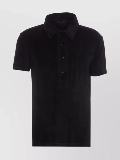 Tom Ford Polo Shirt Front Pocket In Black