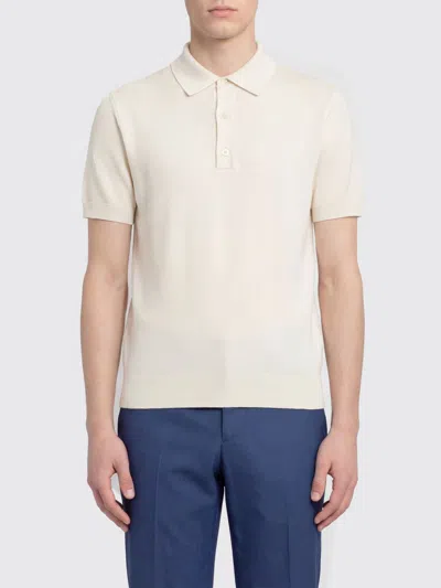 Tom Ford Silk Cotton Piquet Ss Polo In Neutral