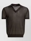 Tom Ford Mens Chocolate Open-collar Mesh Cotton And Silk-blend Polo Top In Brown