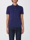 Tom Ford Blue Polo T-shirt With Embroidered Tone On Tone Logo In Cotton Man