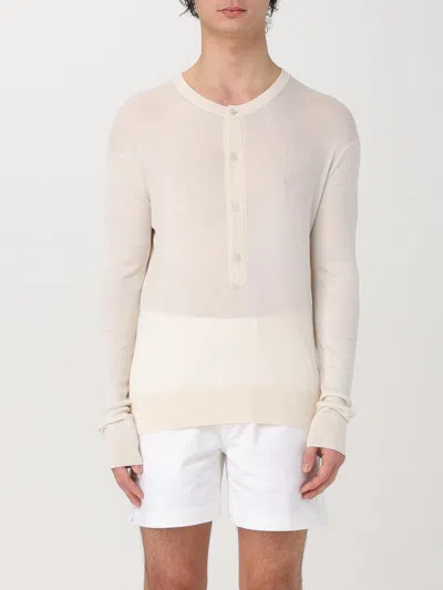 Tom Ford Ribbed Buttoned T-shirt In Brown
