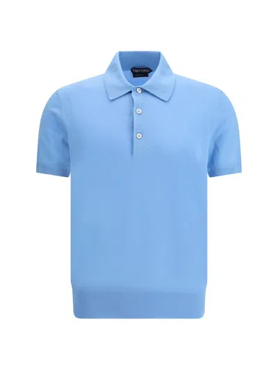 Tom Ford Short Sleeve Polo Shirt In Blue
