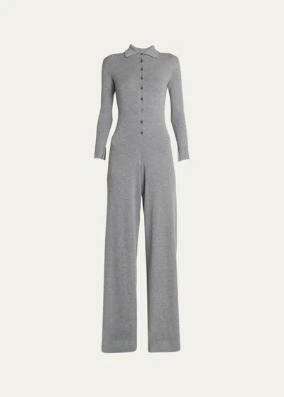 Tom Ford Polo Wide Leg Cashmere Jumpsuit In Dark Grey