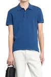 Tom Ford Textured Piquet Polo With Classic Three-button Placket In Blue