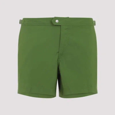Tom Ford Compact Poplin Swim Shorts In Green