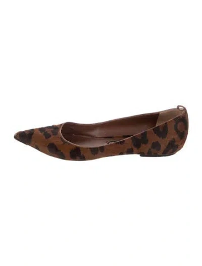 Pre-owned Tom Ford Ponyhair Animal Print Ballet Flats In Brown