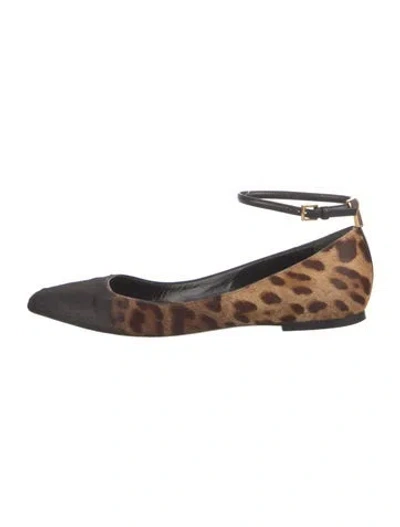 Pre-owned Tom Ford Ponyhair Animal Print Ballet Flats In Neutral