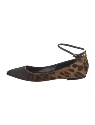 Pre-owned Tom Ford Ponyhair Animal Print Ballet Flats In Neutral