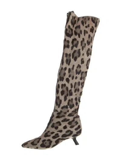 Pre-owned Tom Ford Ponyhair Animal Print Boots In Neutral