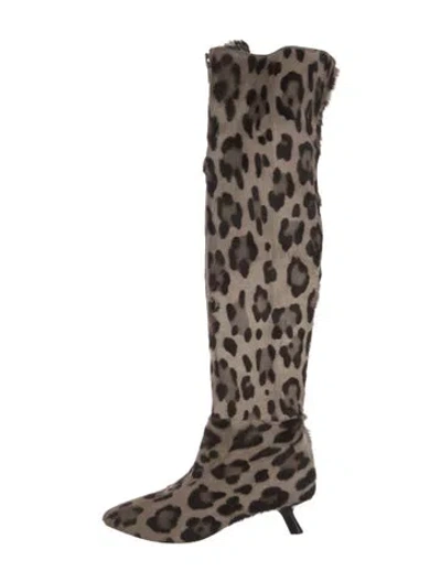 Pre-owned Tom Ford Ponyhair Animal Print Boots In Neutral