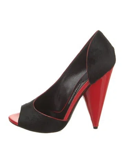 Pre-owned Tom Ford Ponyhair Colorblock Pattern D'orsay Pumps In Black