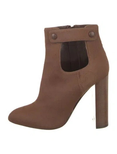 Pre-owned Tom Ford Ponyhair Cutout Accent Boots In Brown